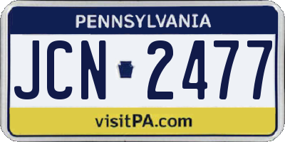 PA license plate JCN2477
