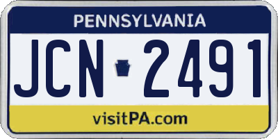 PA license plate JCN2491