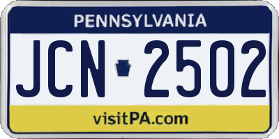 PA license plate JCN2502