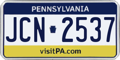 PA license plate JCN2537