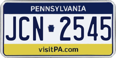 PA license plate JCN2545