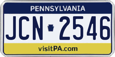 PA license plate JCN2546