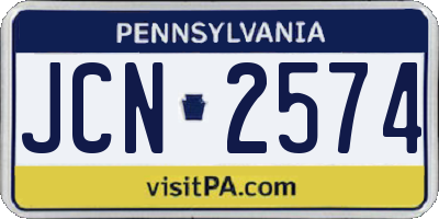PA license plate JCN2574
