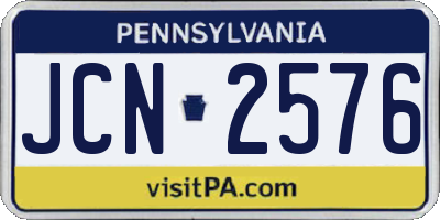 PA license plate JCN2576
