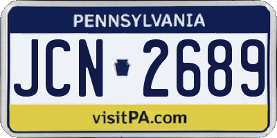 PA license plate JCN2689