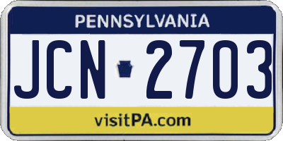 PA license plate JCN2703