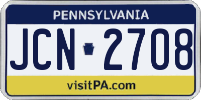 PA license plate JCN2708