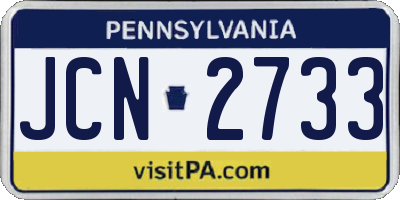 PA license plate JCN2733