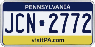PA license plate JCN2772