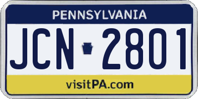 PA license plate JCN2801