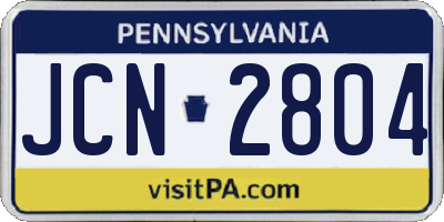 PA license plate JCN2804