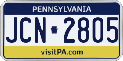 PA license plate JCN2805