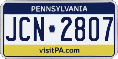 PA license plate JCN2807