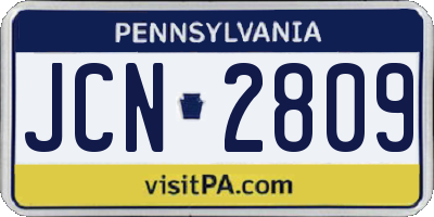PA license plate JCN2809