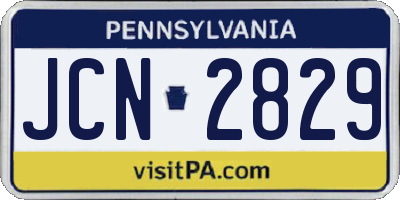 PA license plate JCN2829