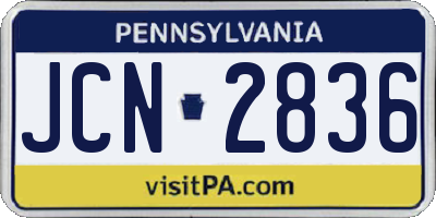 PA license plate JCN2836