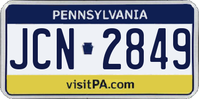 PA license plate JCN2849