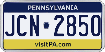 PA license plate JCN2850