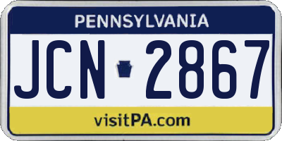 PA license plate JCN2867