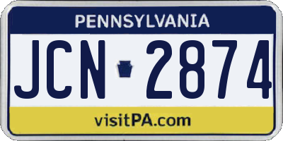 PA license plate JCN2874