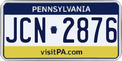 PA license plate JCN2876