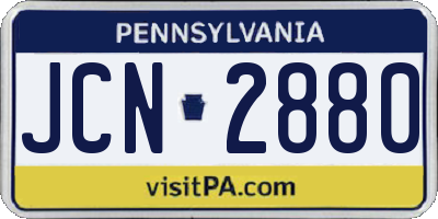 PA license plate JCN2880