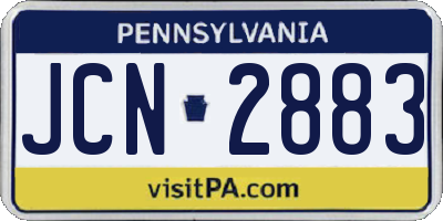 PA license plate JCN2883
