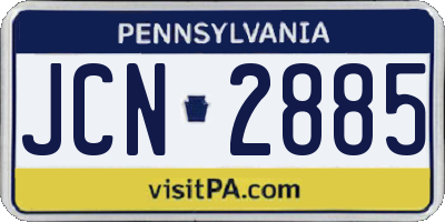 PA license plate JCN2885