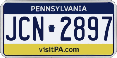 PA license plate JCN2897