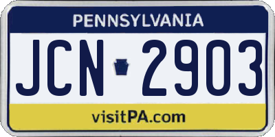 PA license plate JCN2903