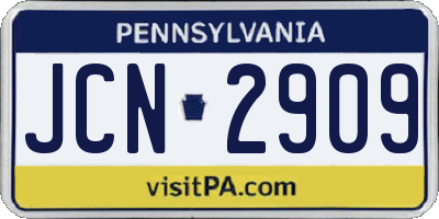 PA license plate JCN2909