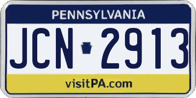 PA license plate JCN2913