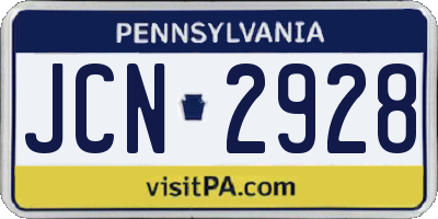 PA license plate JCN2928