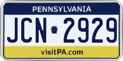 PA license plate JCN2929