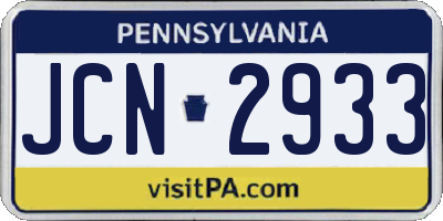PA license plate JCN2933