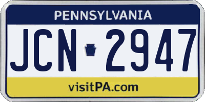 PA license plate JCN2947