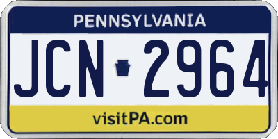 PA license plate JCN2964