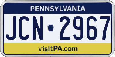 PA license plate JCN2967