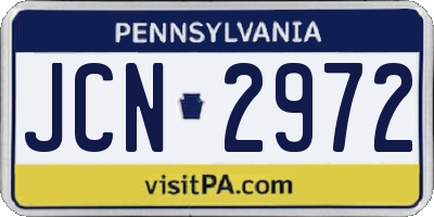 PA license plate JCN2972