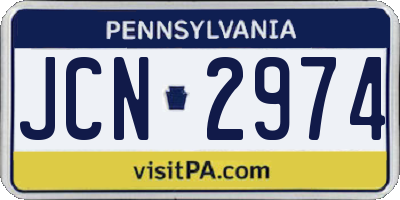 PA license plate JCN2974