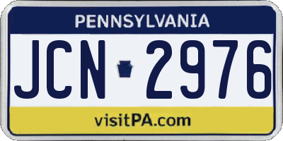 PA license plate JCN2976