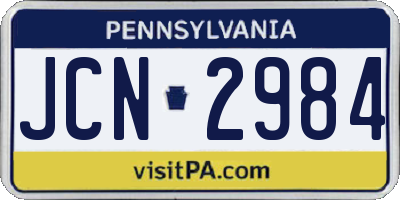 PA license plate JCN2984