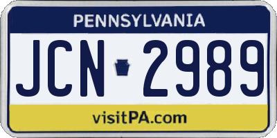 PA license plate JCN2989