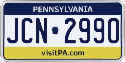 PA license plate JCN2990