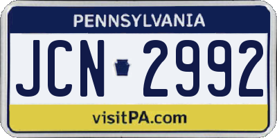 PA license plate JCN2992