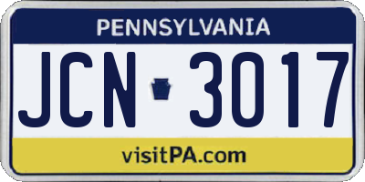 PA license plate JCN3017
