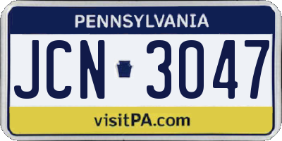 PA license plate JCN3047