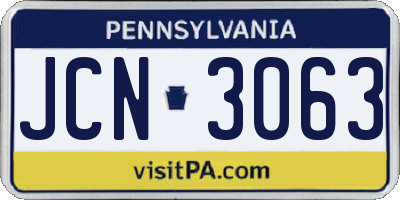 PA license plate JCN3063