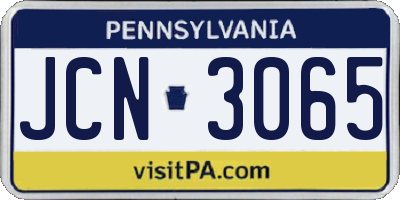 PA license plate JCN3065