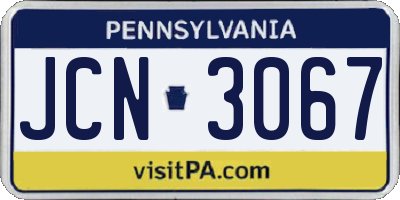PA license plate JCN3067